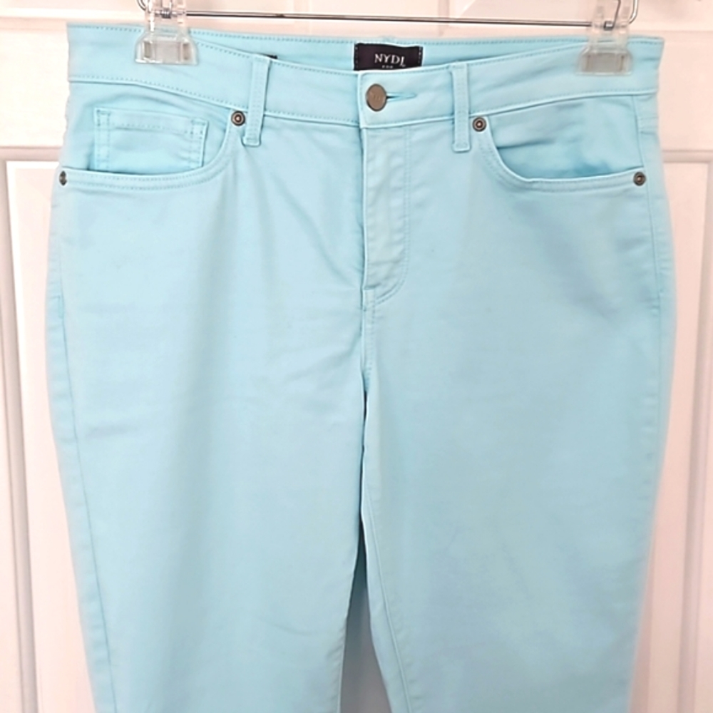 NYDJ For Chico's Skinny Cropped Pants With Lift & Tuck Tech Blue Size 6